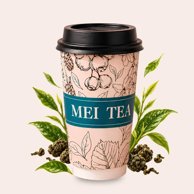 烏龍茶の茶葉とMEI TEAのカップ